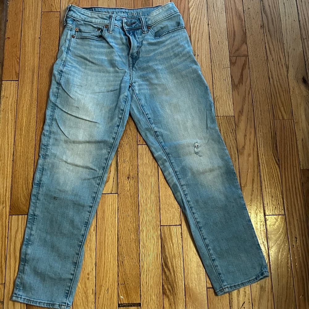 American Eagle Mens Jeans Size 26x28 Blue Athletic Skinny Airflex Distres T45-1
